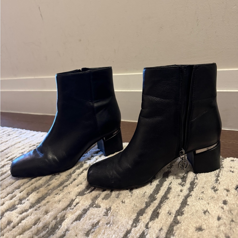 Franco Sarto Leather Heeled Square Toe Booties